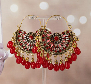Meena Jaali Earrings (red)