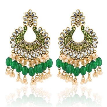 Green Kundan Earrings