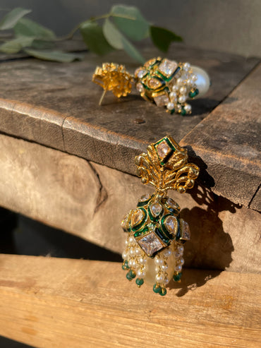 Green Enamel Jhumakas