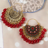 Meena Jaali Earrings (red)