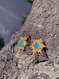 Turquoise leaf studs