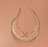 Layered lock and chain necklace