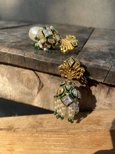 Green Enamel Jhumakas