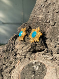 Turquoise leaf studs