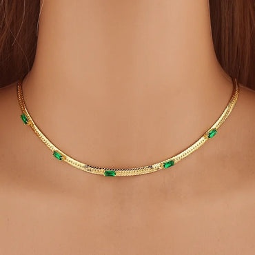 Baguette Omega necklace (Green)