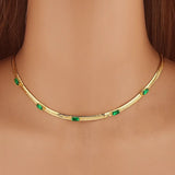 Baguette Omega necklace (Green)