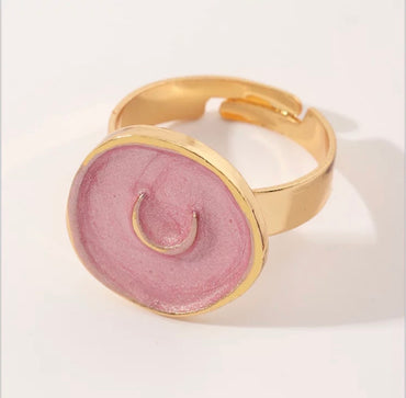 Crescent Pink Enamel Ring