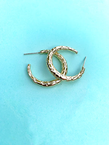 Gold Etched Hoops