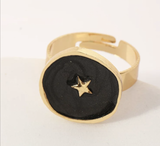 Star Black Enamel Ring