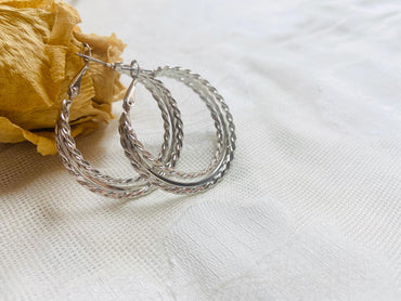 Silver Twist Hoops